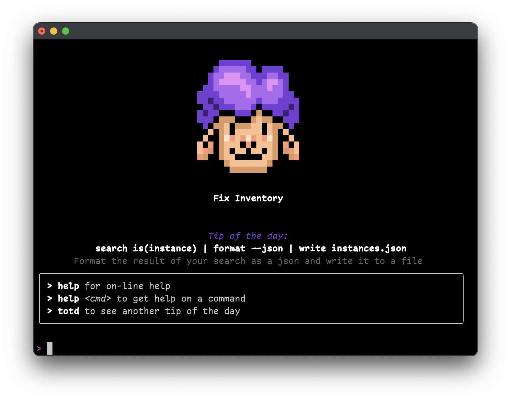 Screenshot of Fix Inventory Shell